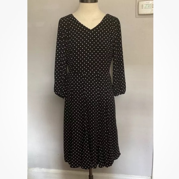 Talbots Dresses & Skirts - 7-30 Talbots Black dress Polka Dot 2 Flutter Hem